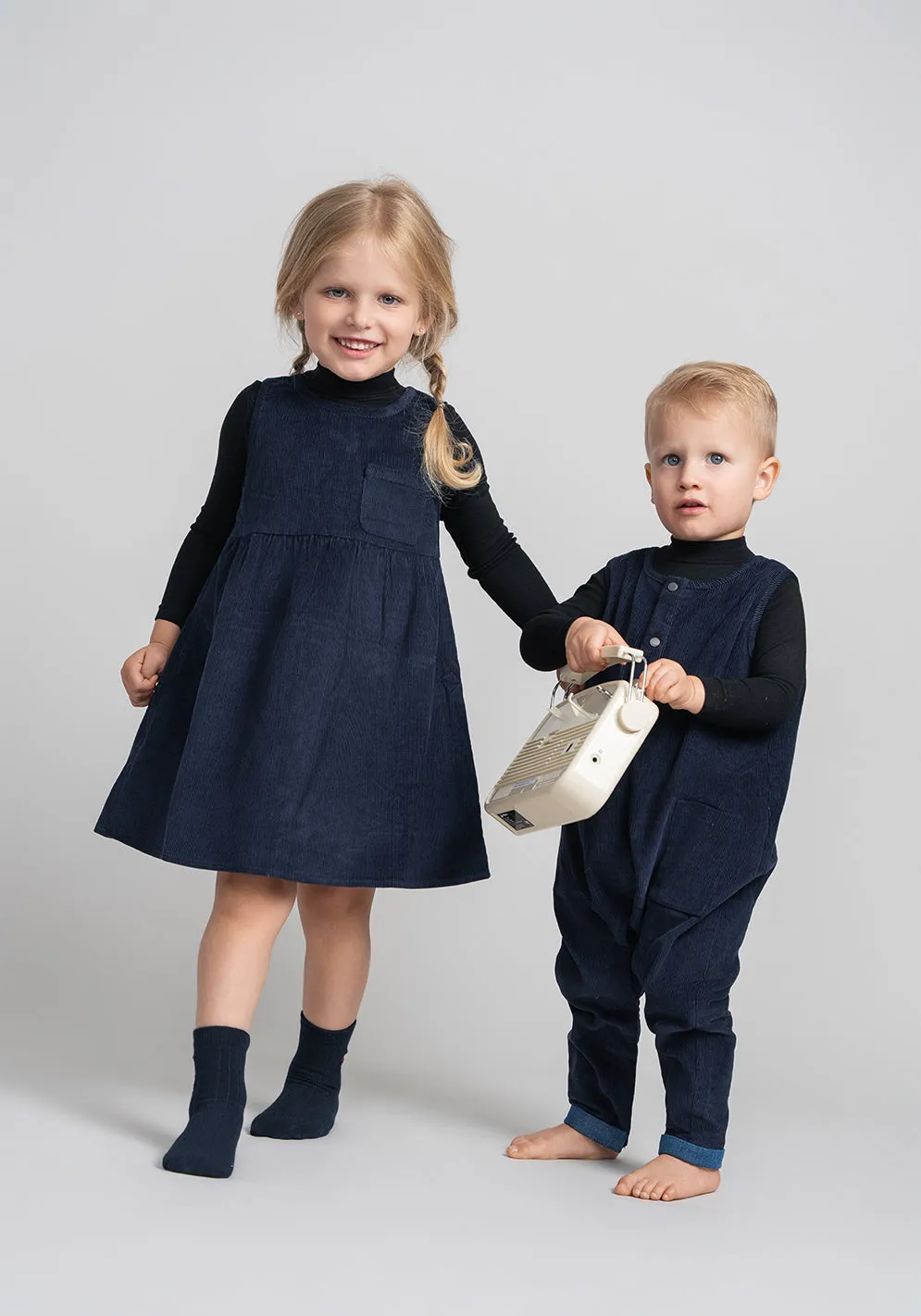 dress corduroy jumper trim pocket - navy-8