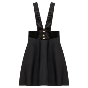 dress jumper knit with velvet yoke and suspenders - black