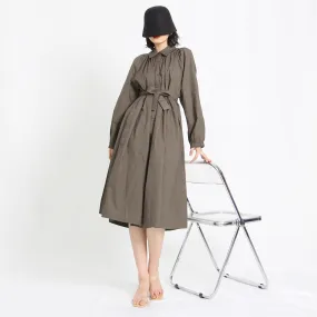 Elegant Dresses For Women Lapel Long Sleeve Loose Solid Minimalist Midi Dresses Female Spring Clothing Fashion