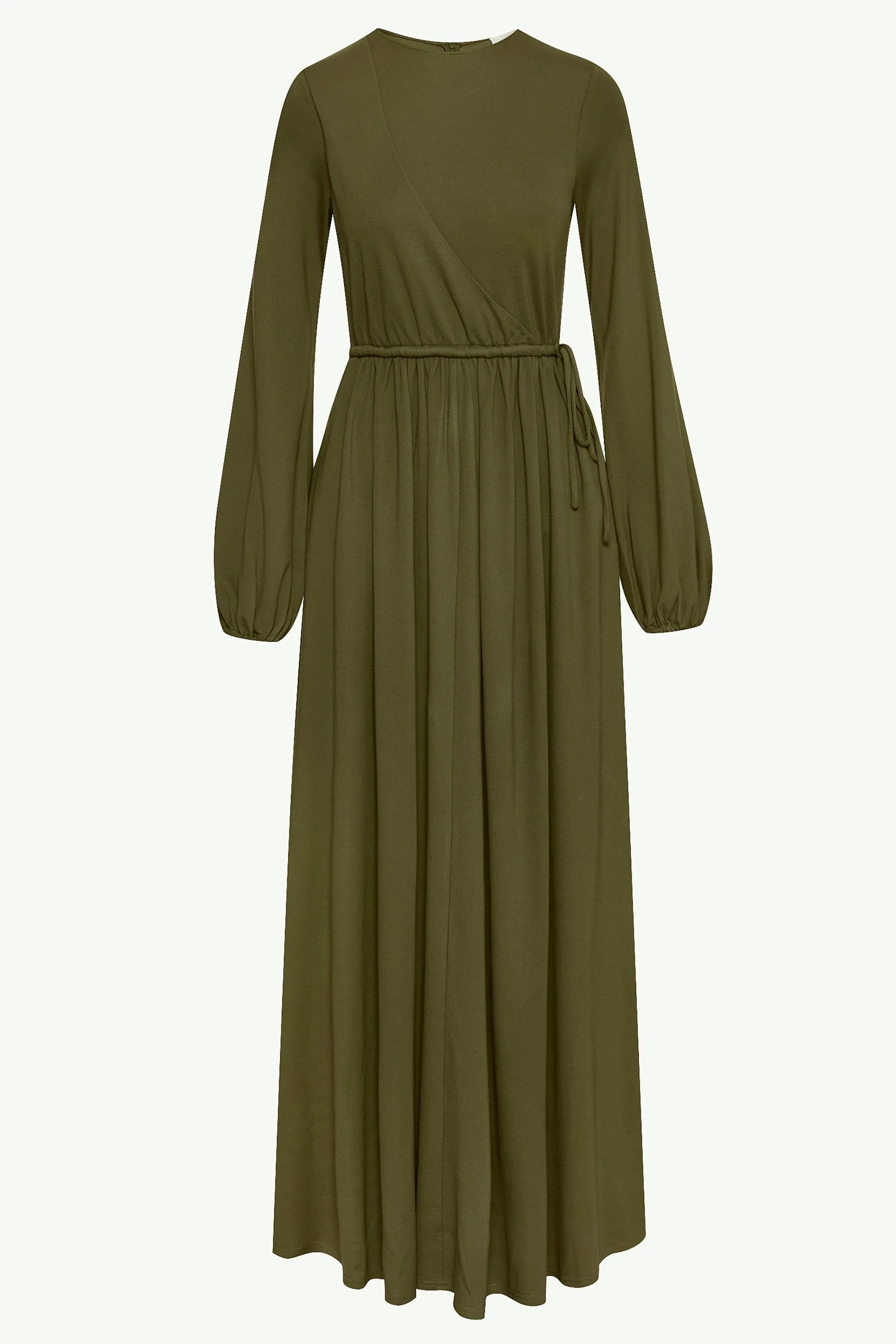 Emma Jersey Elastic Waist Maxi Dress - Khaki Green