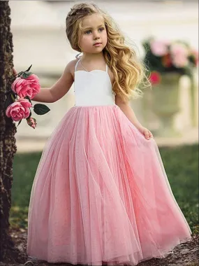 Enchanting Girl Halter Tulle Maxi Dress