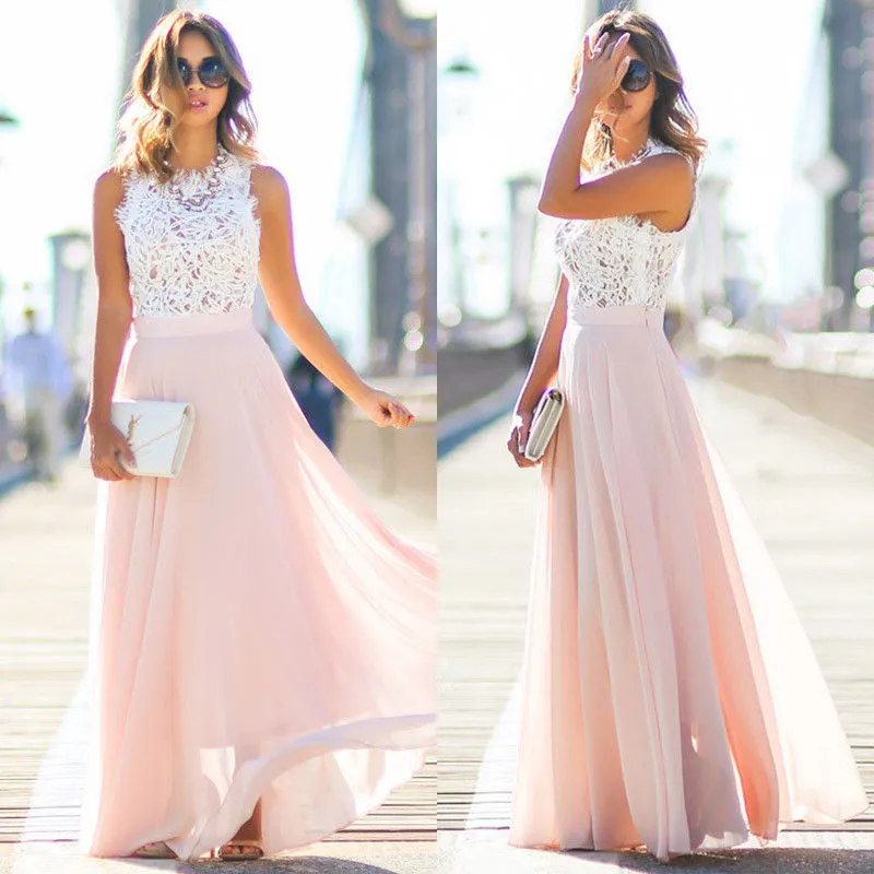 Evening Party Hollow Out Beach Sleeveless Maxi Dress