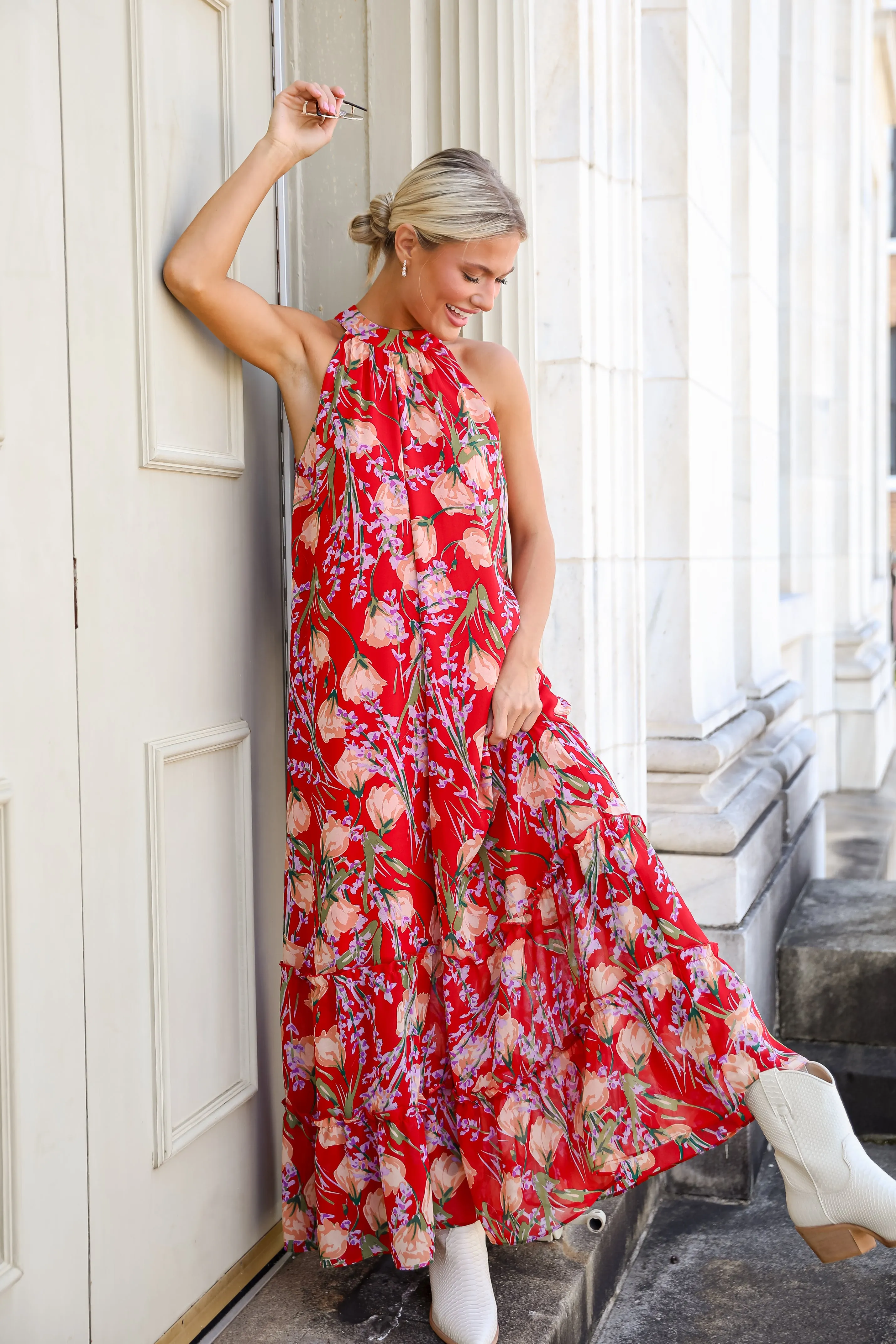 FINAL SALE - Happily Yours Red Floral Maxi Dress