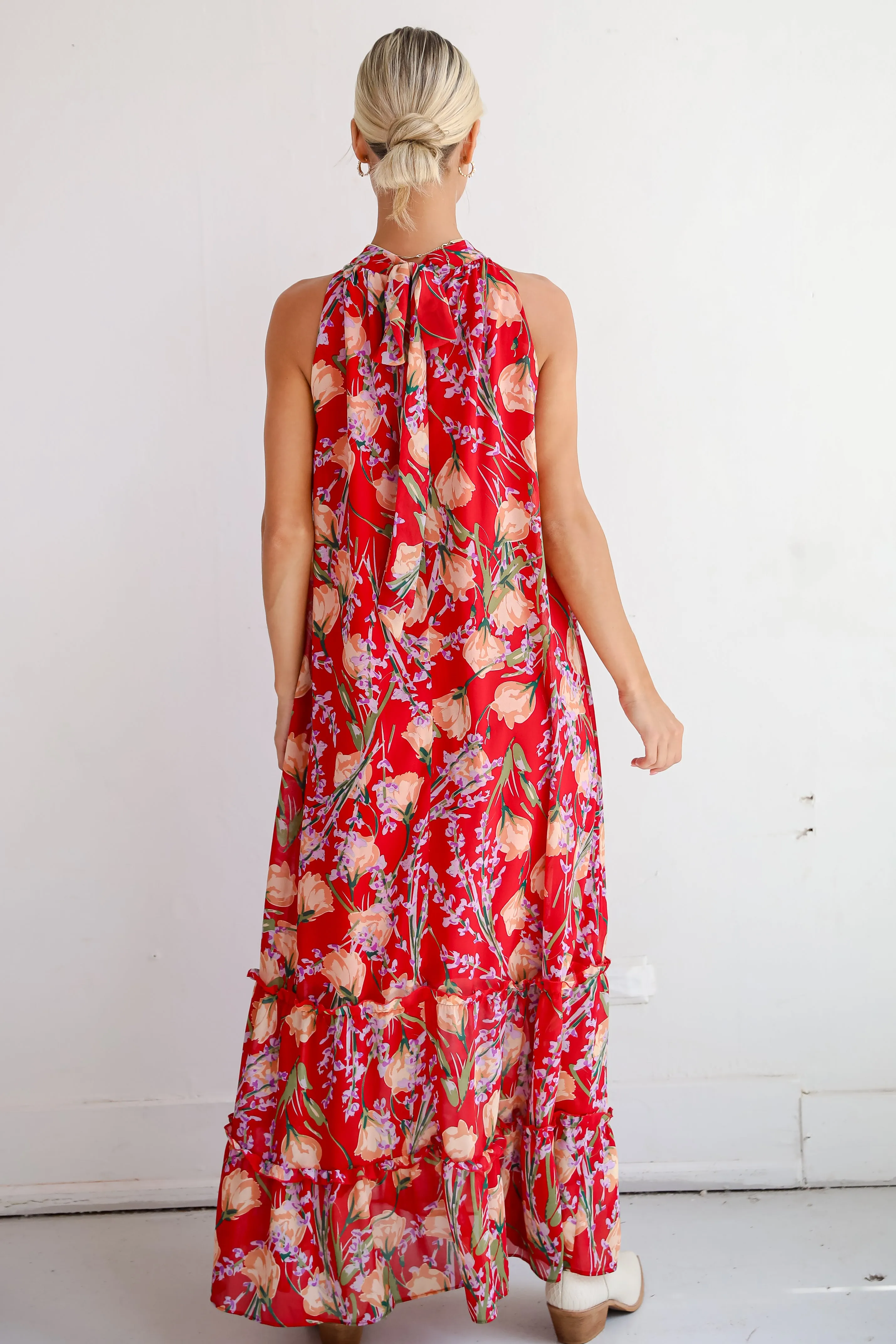 FINAL SALE - Happily Yours Red Floral Maxi Dress