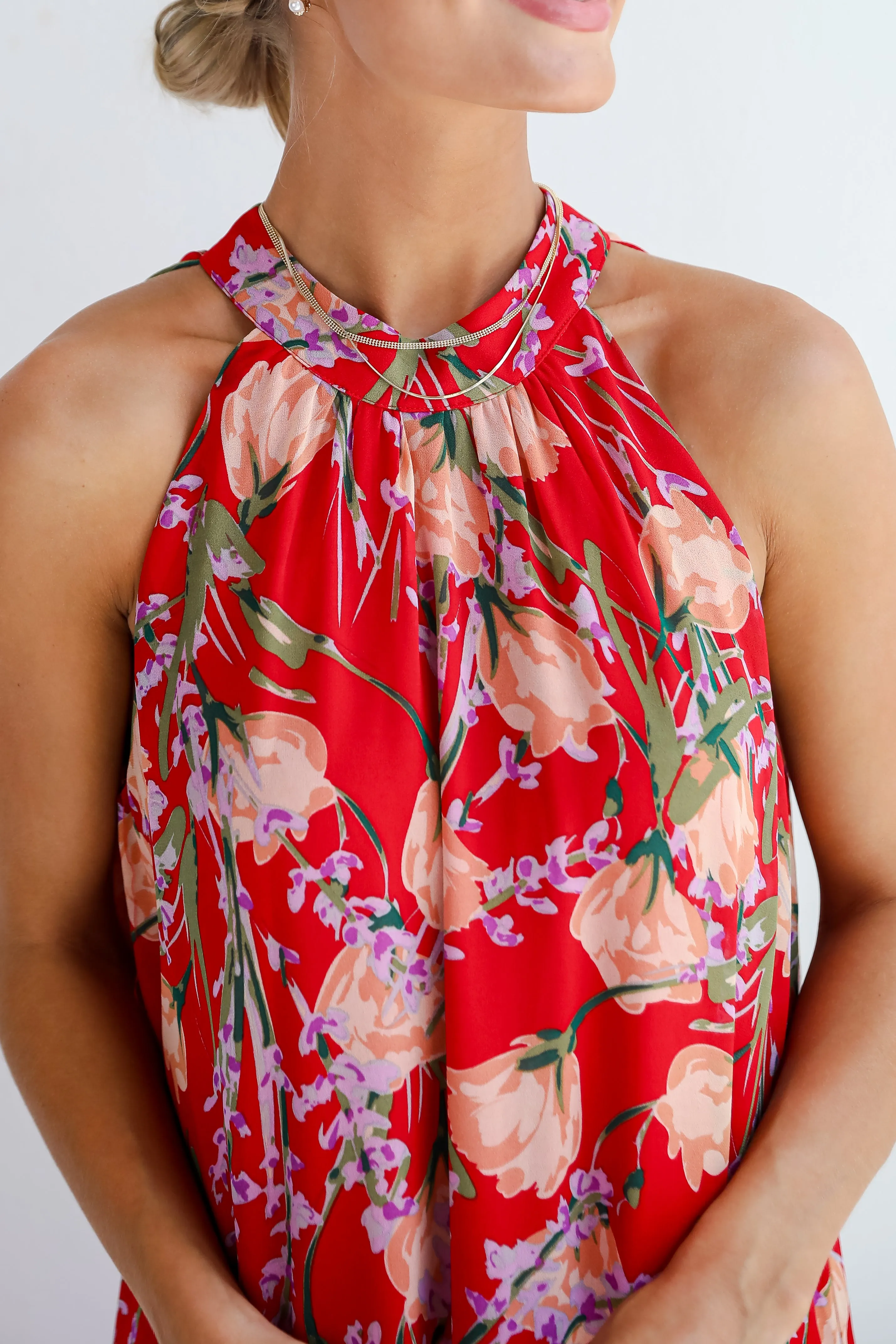 FINAL SALE - Happily Yours Red Floral Maxi Dress