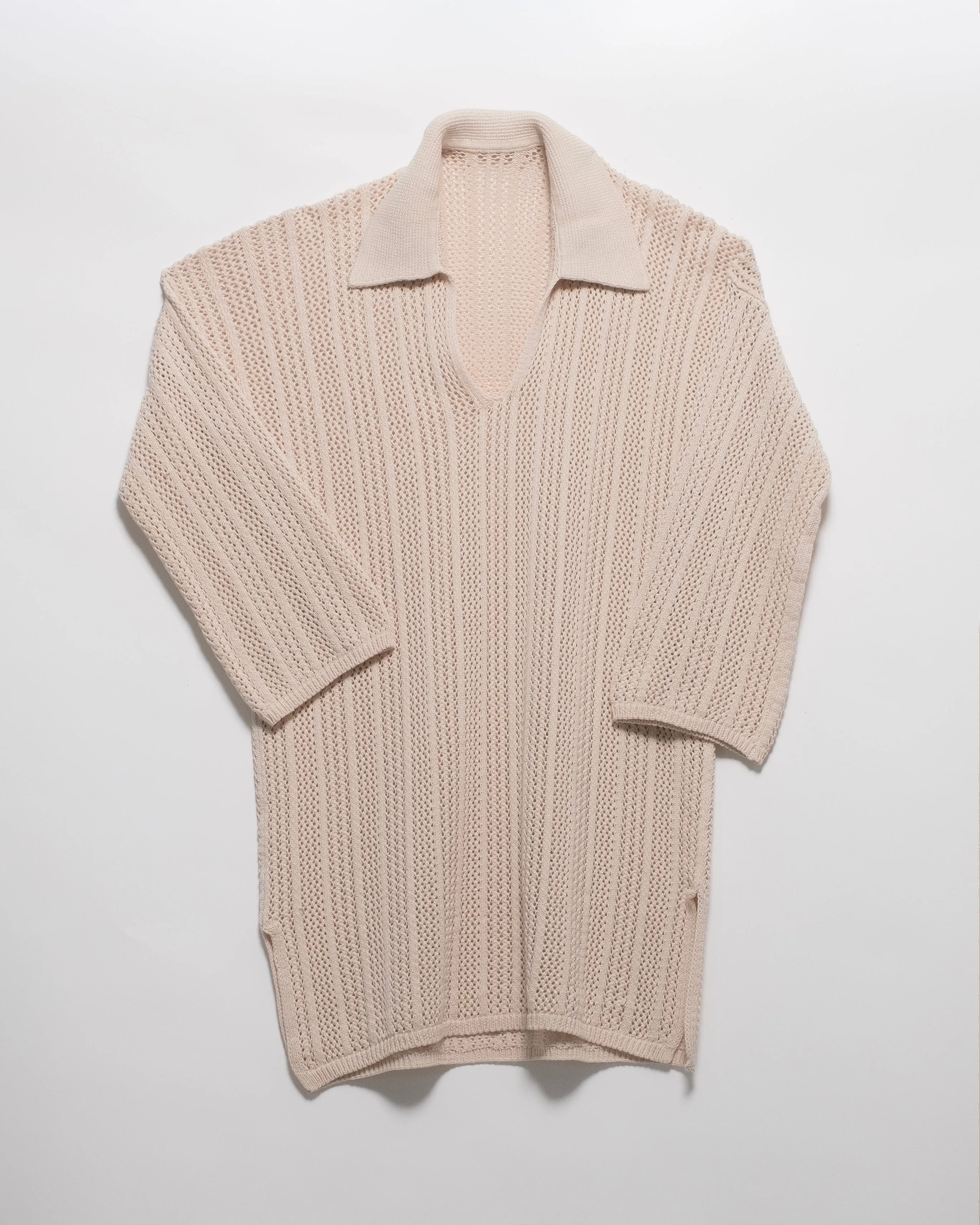 Fine Cotton Crochet Maxi Polo Dress