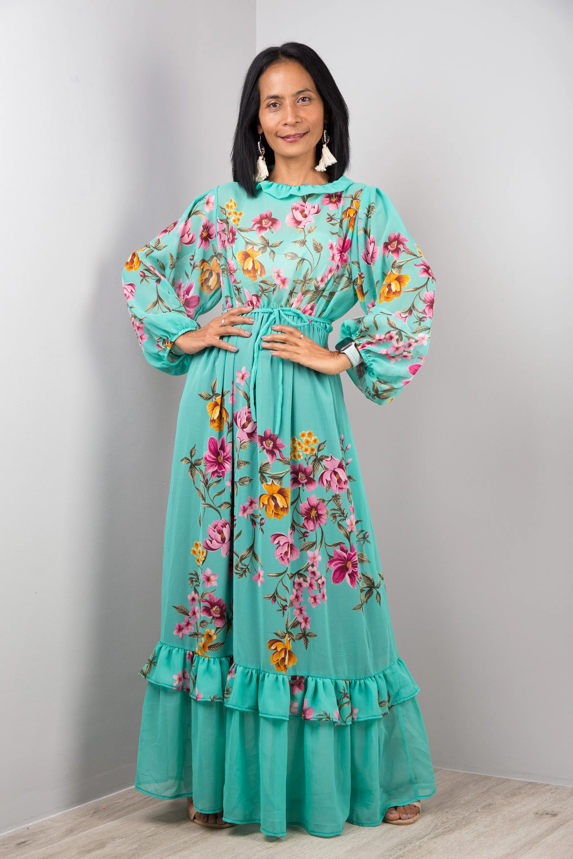 Floral Maxi Chiffon Dress