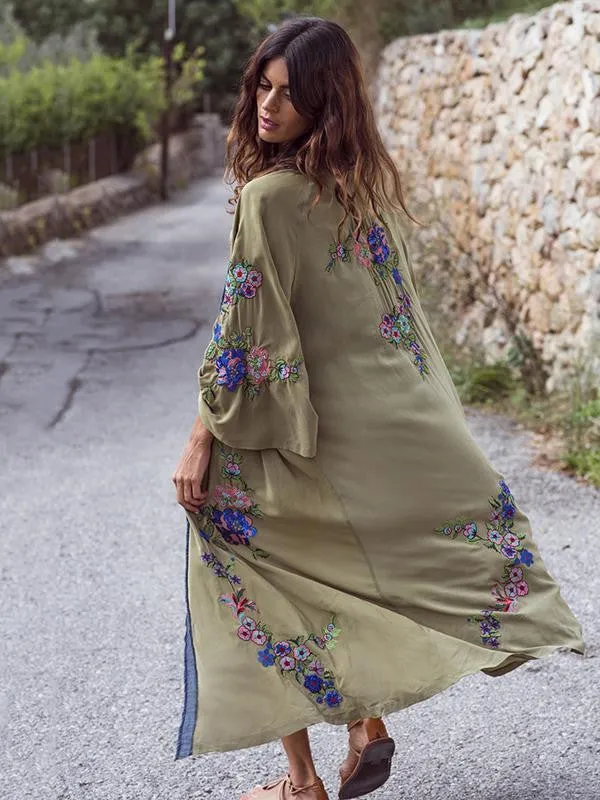 Floral Olive Kimono