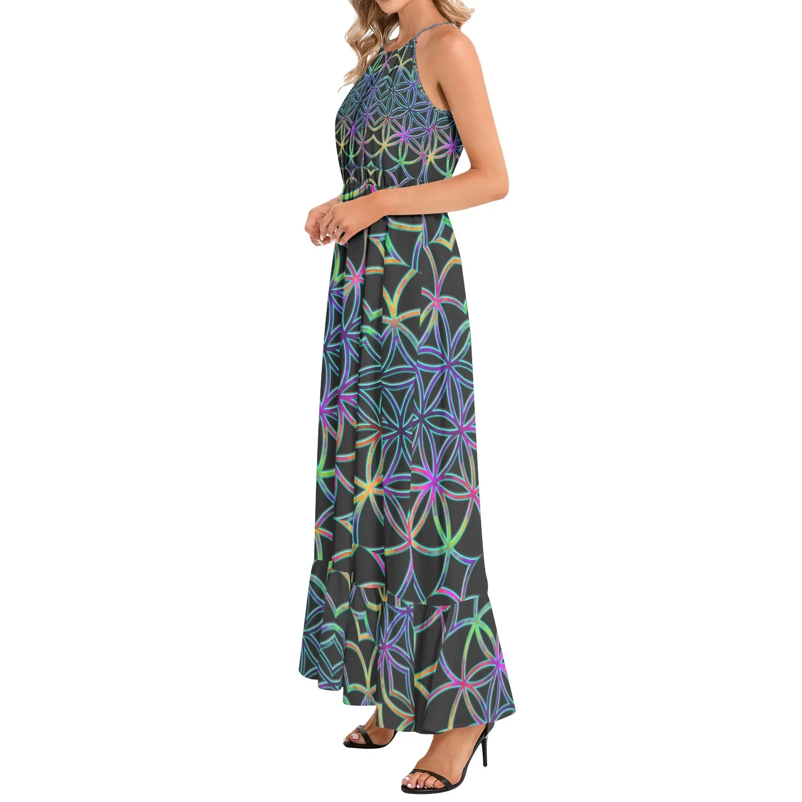 Flower Of Life | Imran | Ruffle Hem Halter Neck Maxi Dress