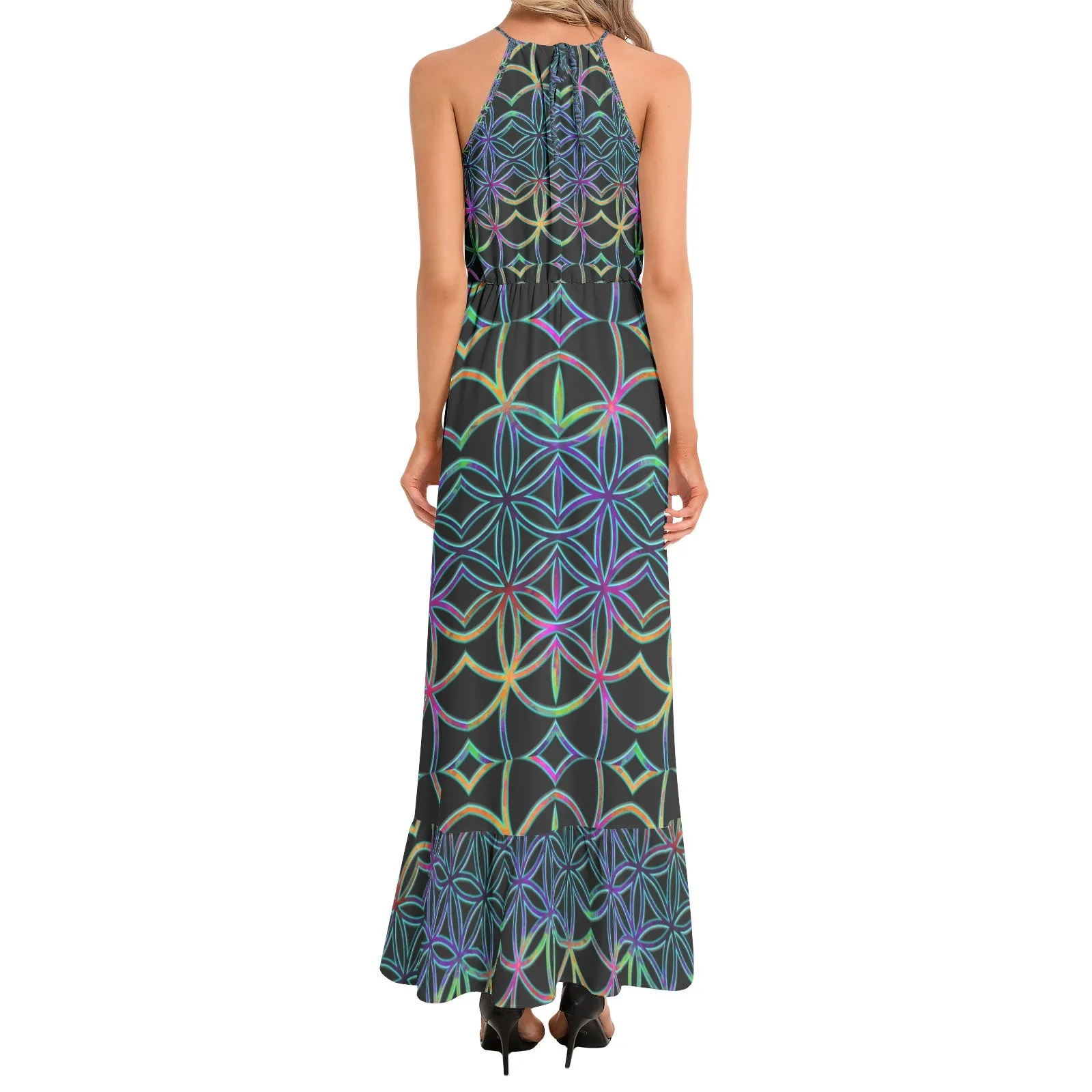 Flower Of Life | Imran | Ruffle Hem Halter Neck Maxi Dress