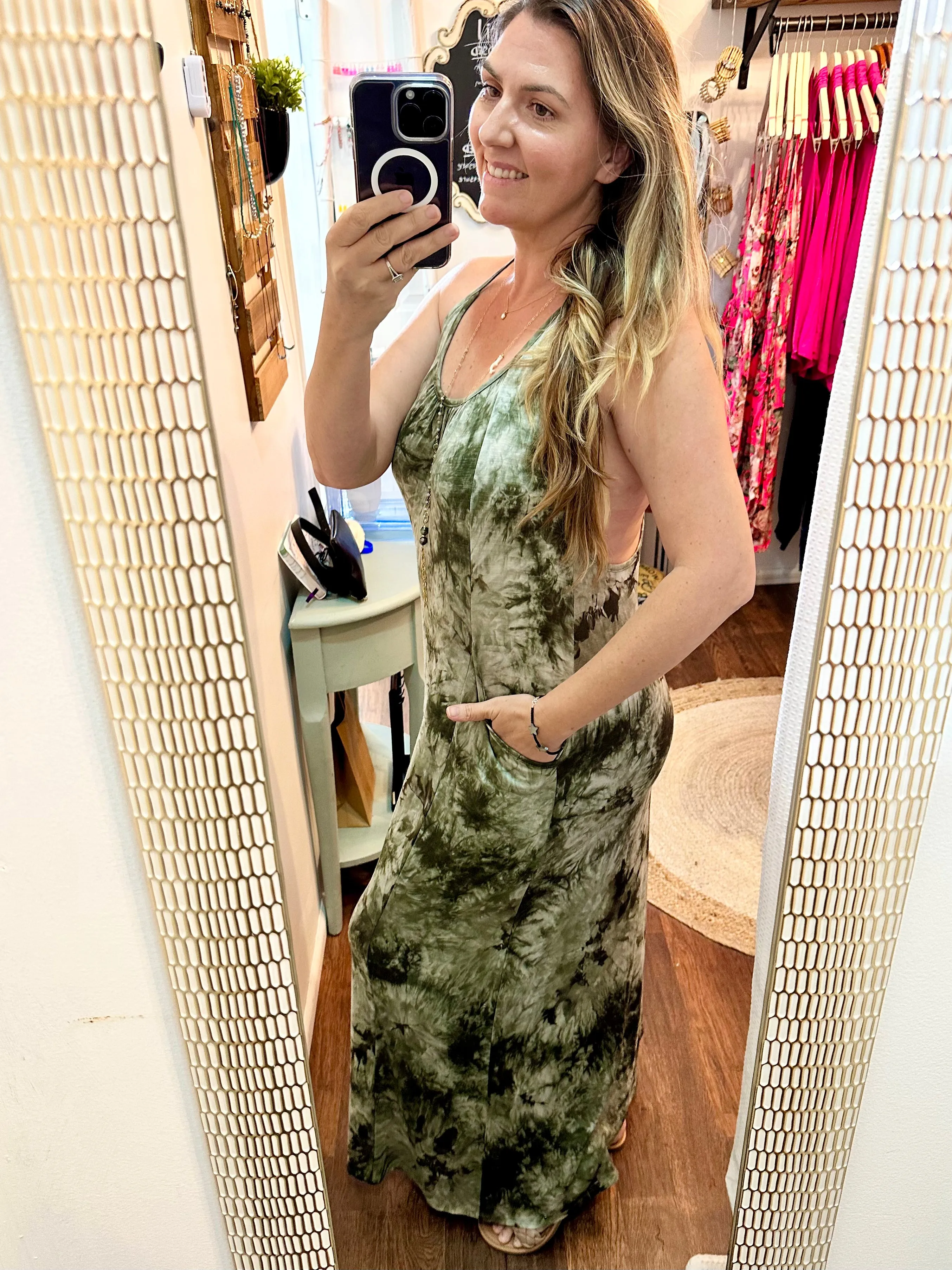 Forrest Green Tie Dye Maxi