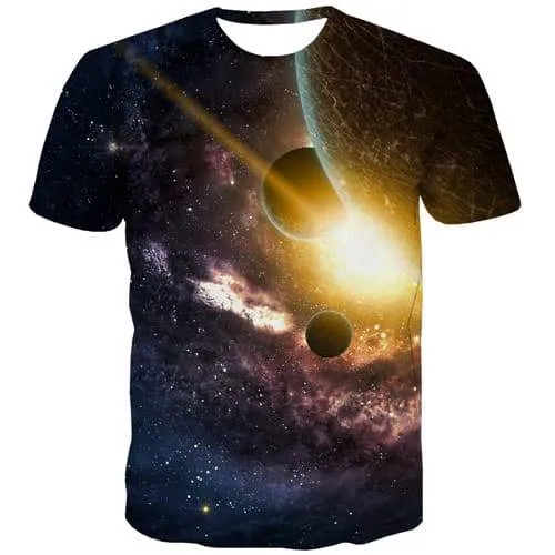 Galaxy Space T-shirt Men Nebula Tshirt Printed Moon T-shirts 3d Earth Shirt Print Harajuku T-shirts Graphic Short Sleeve