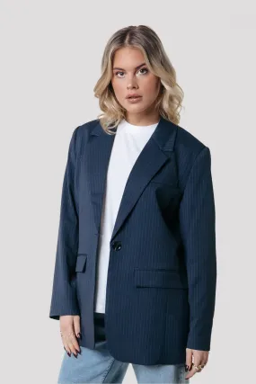 Gemma Pinstripe Blazer | Dark blue