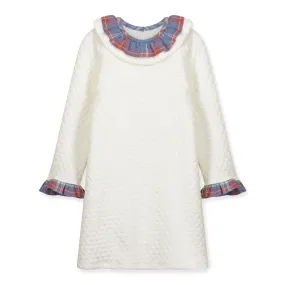 Georgina Dress -- Ivory w/ Peri Plaid