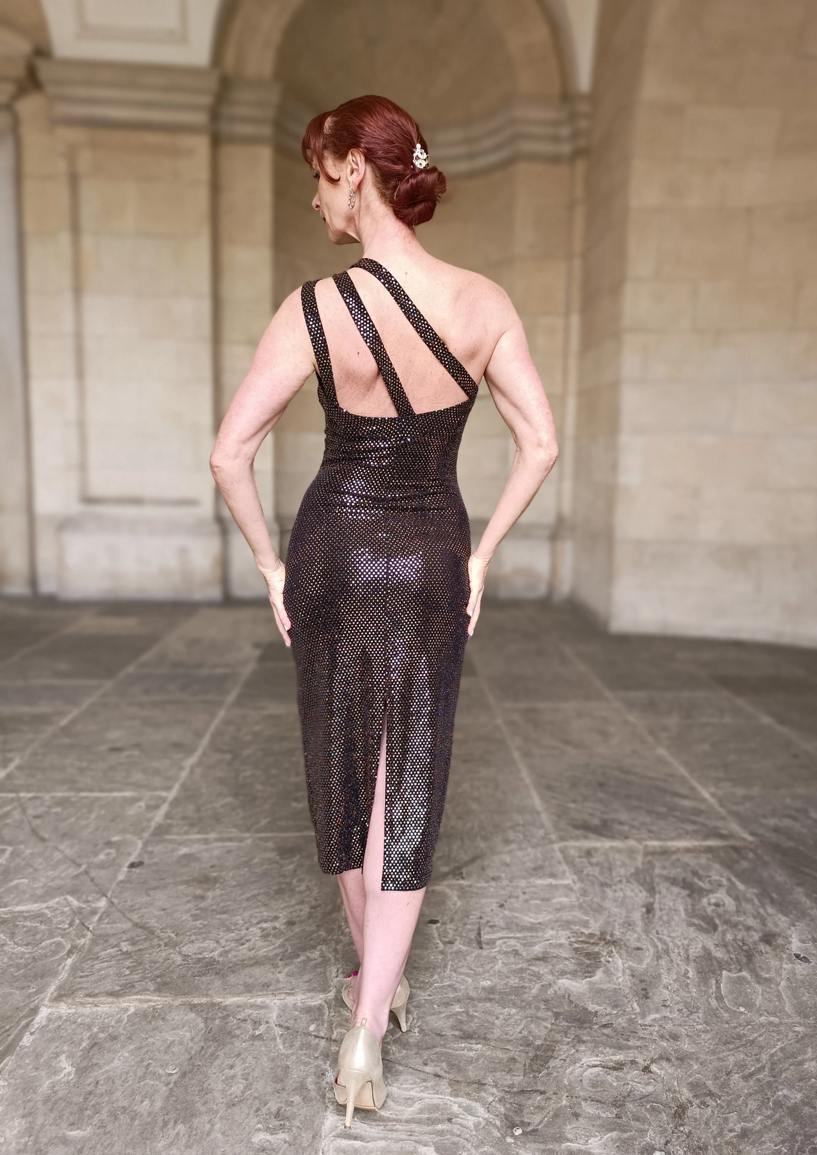 GILDA GOLD Lurex Performance dress