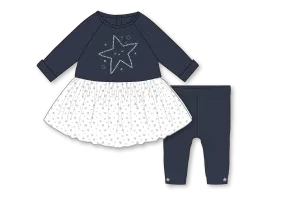 Girls 2 Piece Quilted Dress Set: Star