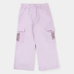 Girls Cotton Pant Super Girl - Lilac