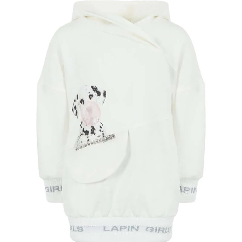 Girls Ivory Dalmation Hooded Dress