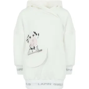 Girls Ivory Dalmation Hooded Dress