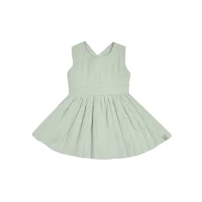 Girls Quilted Poplin Pinafore Dress - Mint