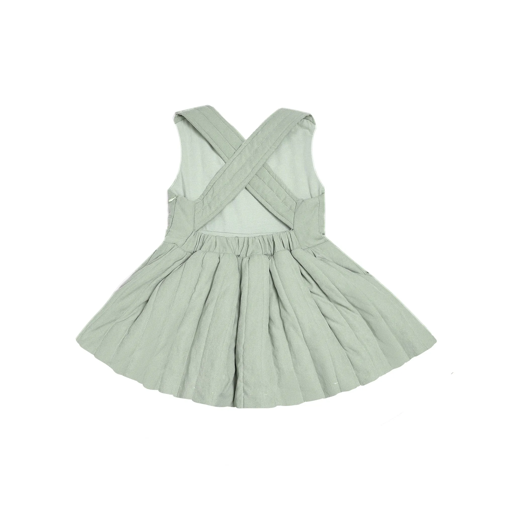 Girls Quilted Poplin Pinafore Dress - Mint