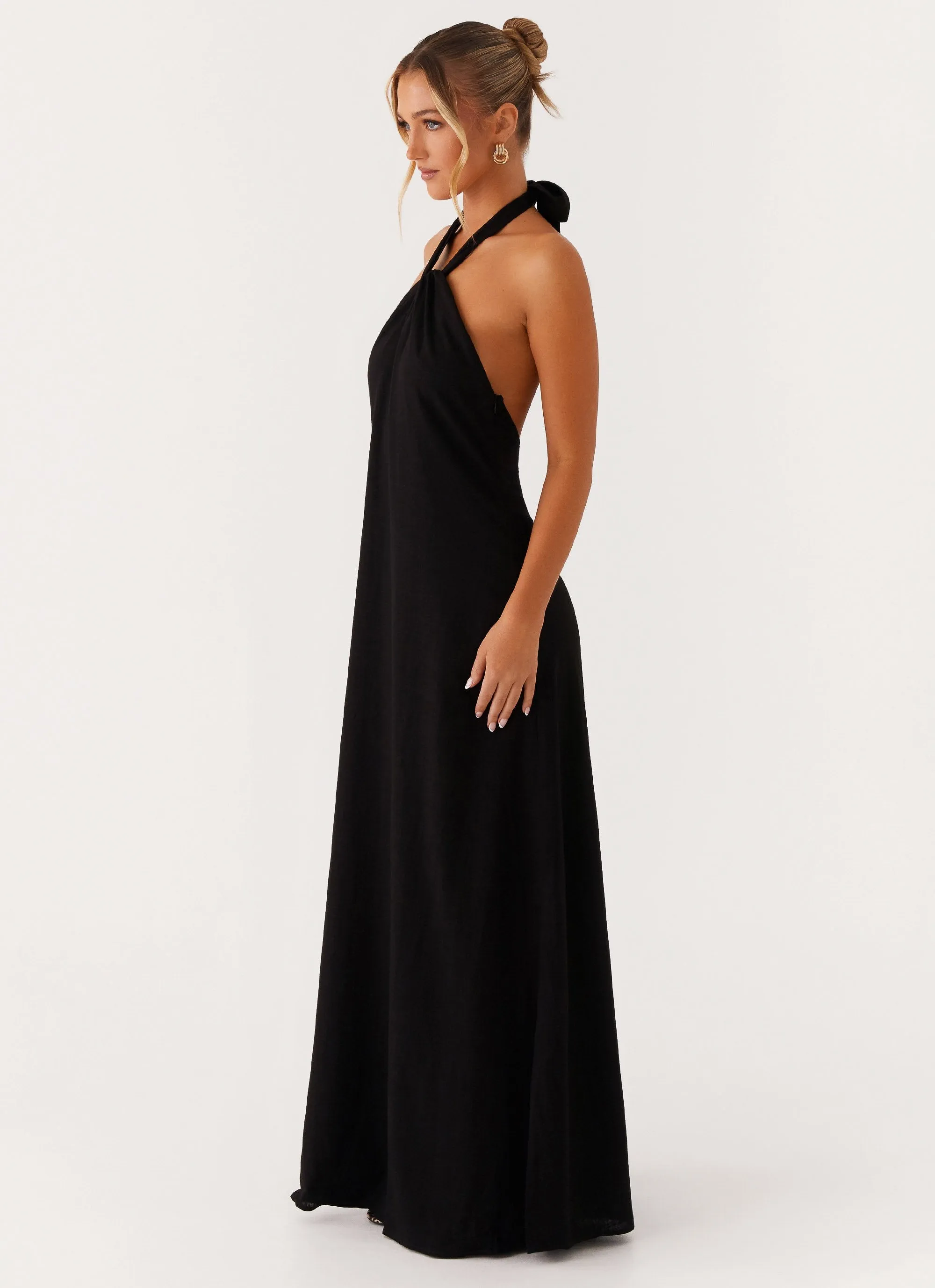 Golden Child Linen Maxi Dress - Black