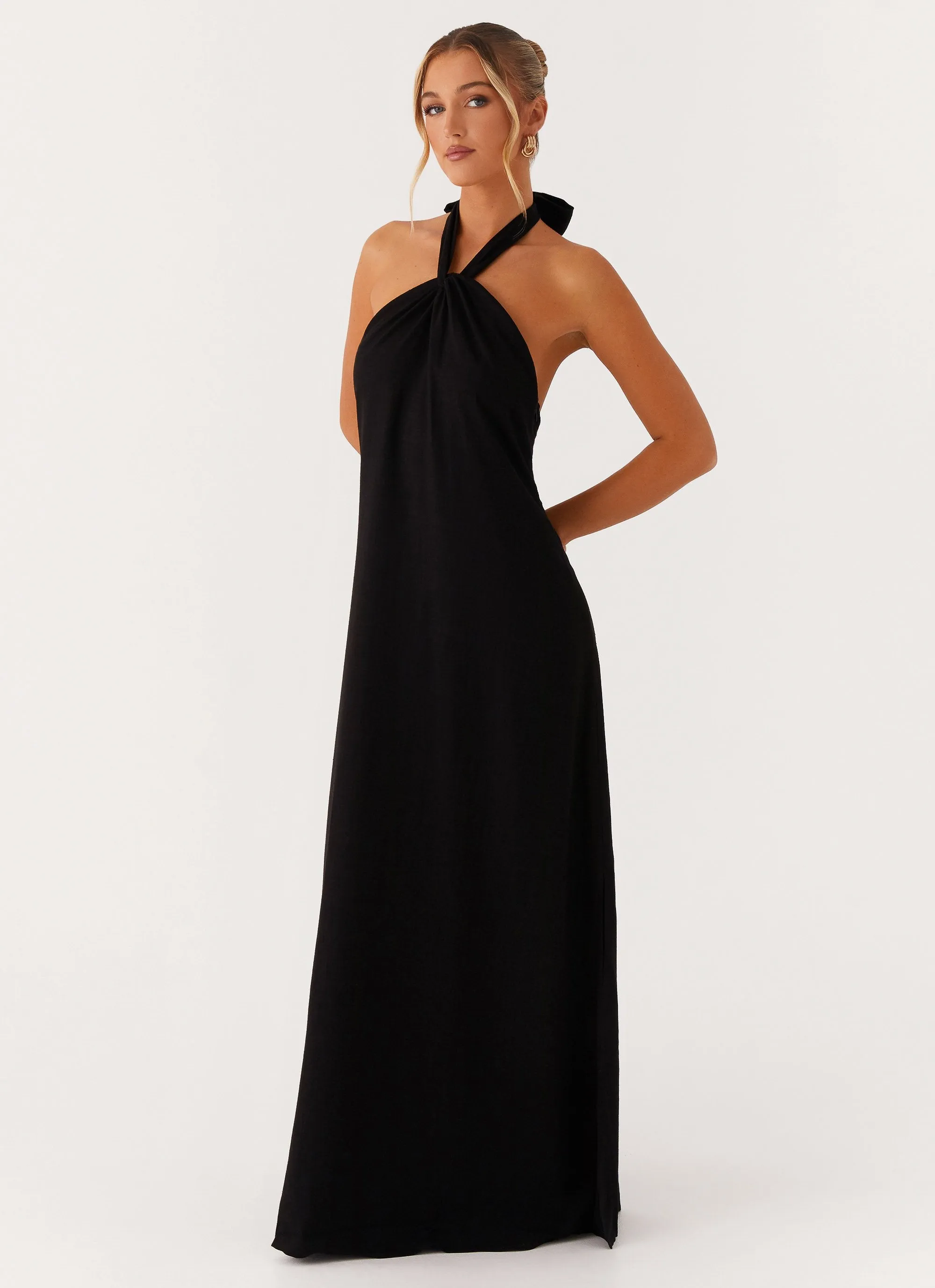 Golden Child Linen Maxi Dress - Black