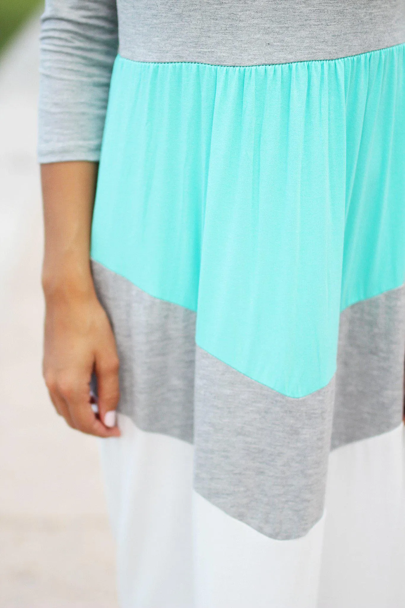 Gray and Mint Chevron Maxi Dress