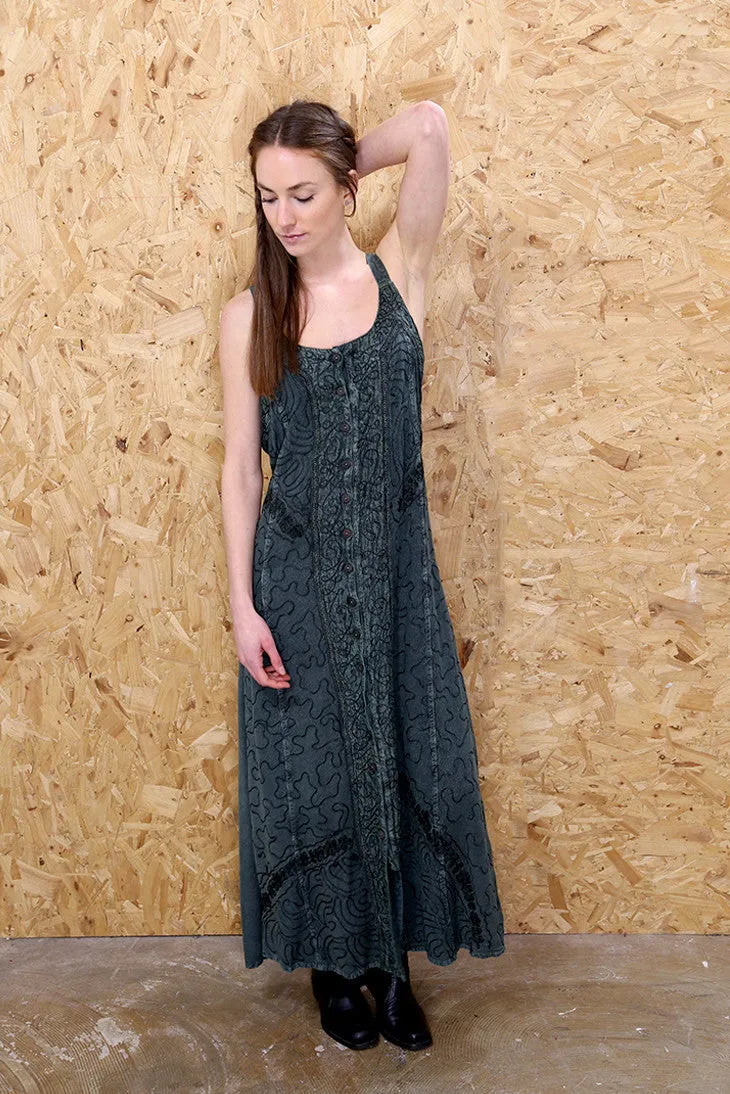 Green Embroidered Maxi Dress