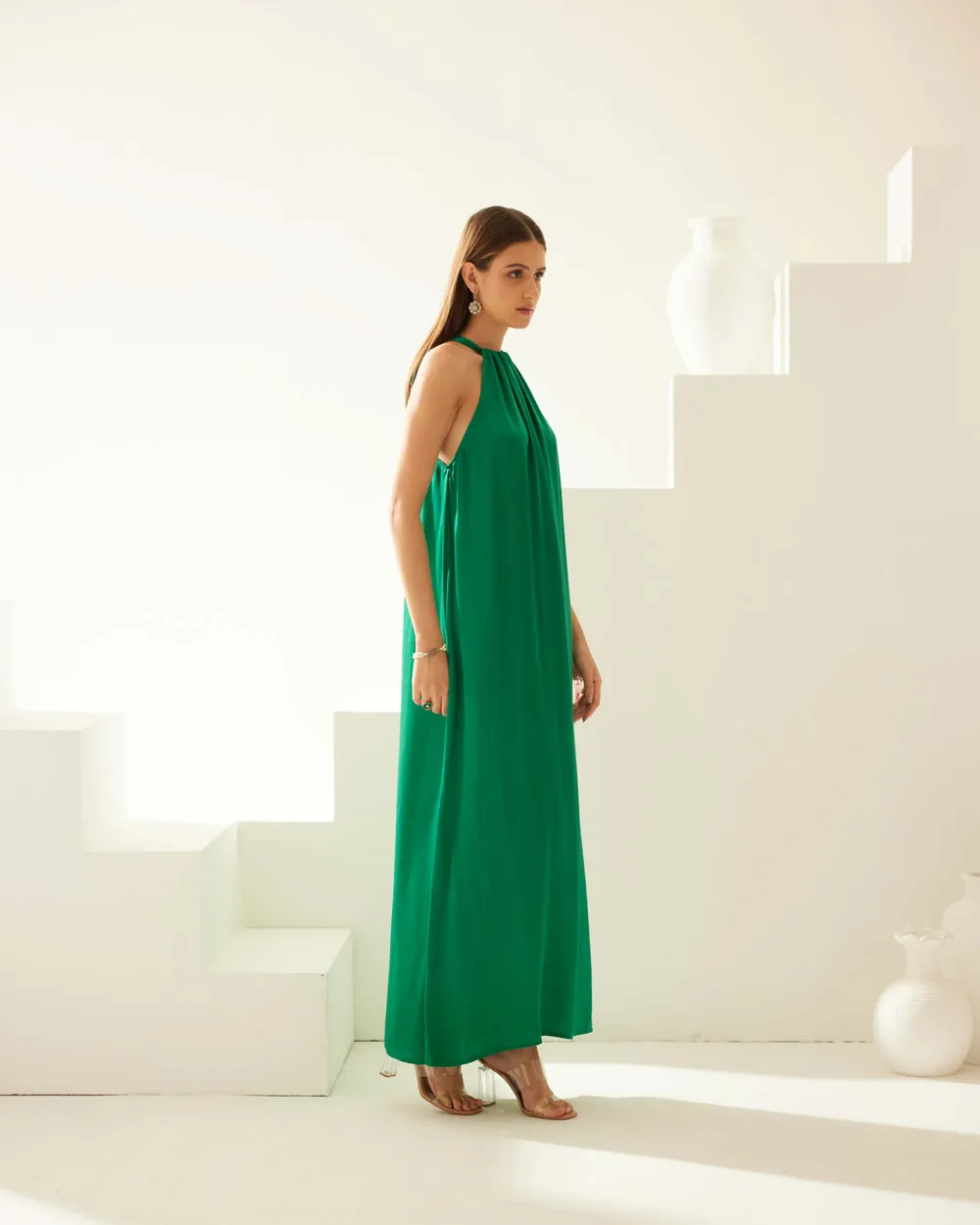 Green Halter Maxi Dress