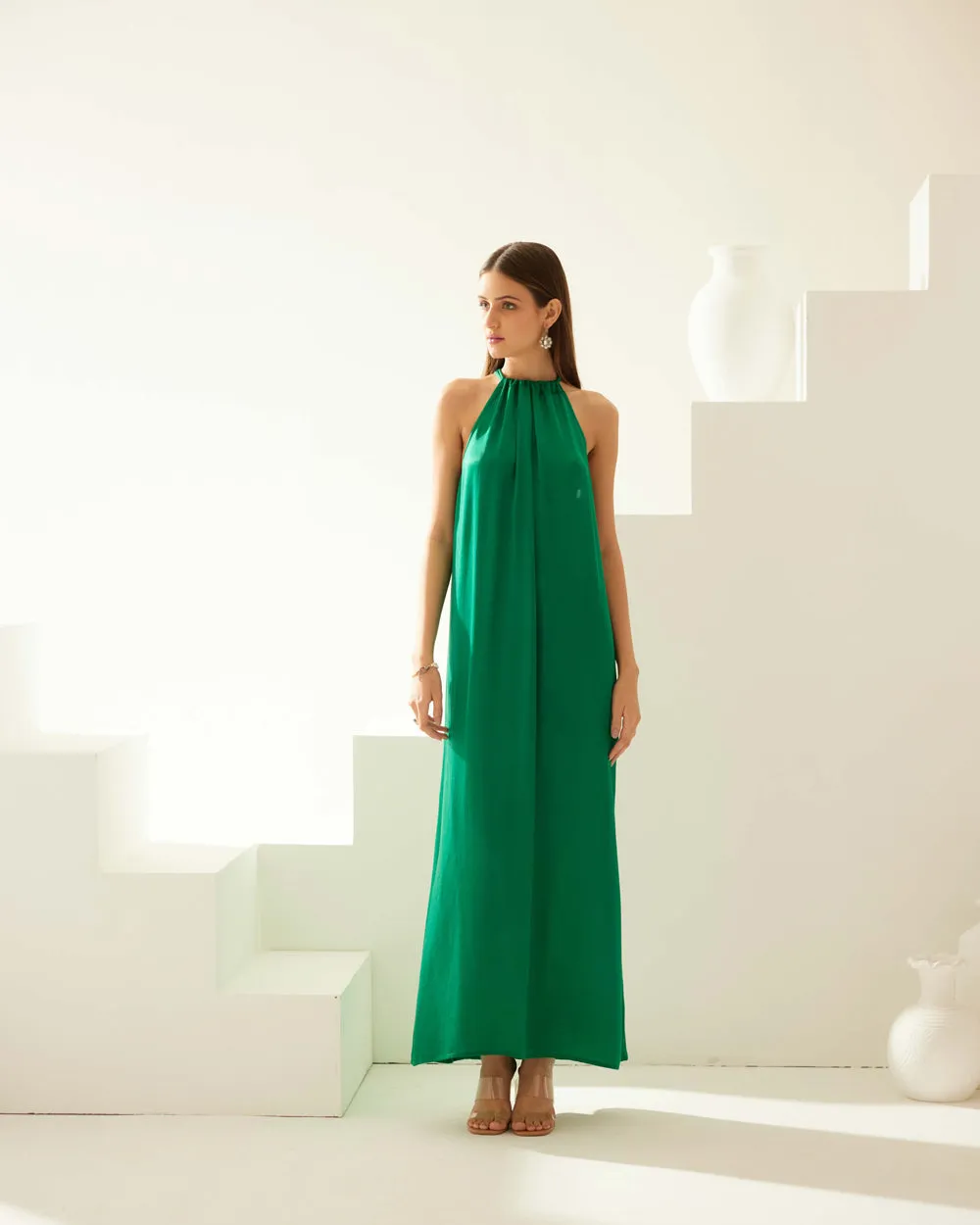 Green Halter Maxi Dress