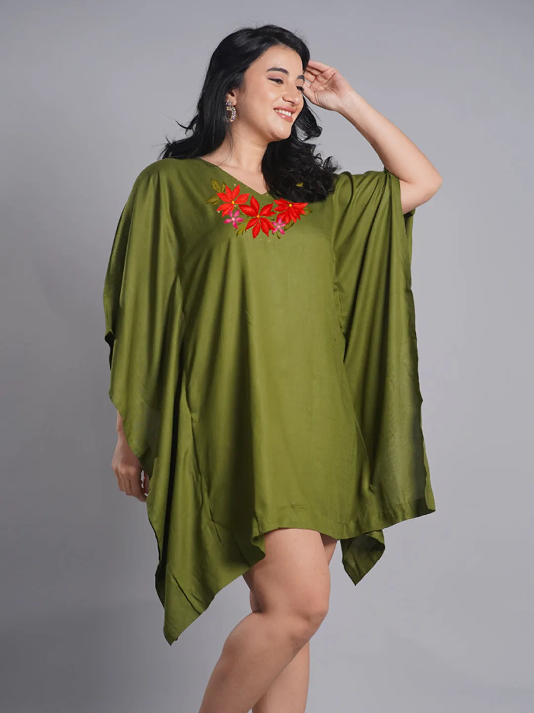 Green Rayon Kaftan - Carol