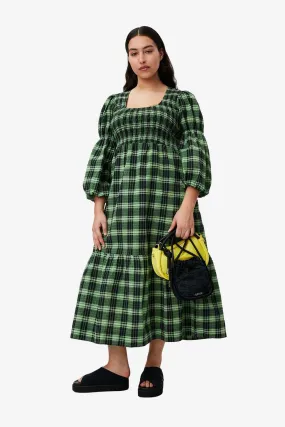 Green Seersucker Check Maxi Smock Dress - Peapod