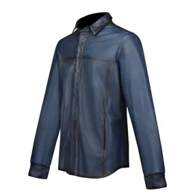 H265COC - Cuadra denim blue western fashion leather shirt jacket for men