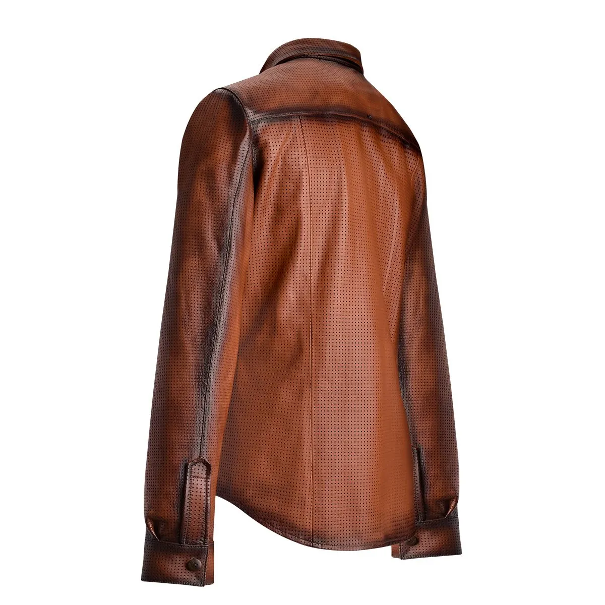 H280COC - Cuadra vegetal brown western fashion leather shirt jacket for men