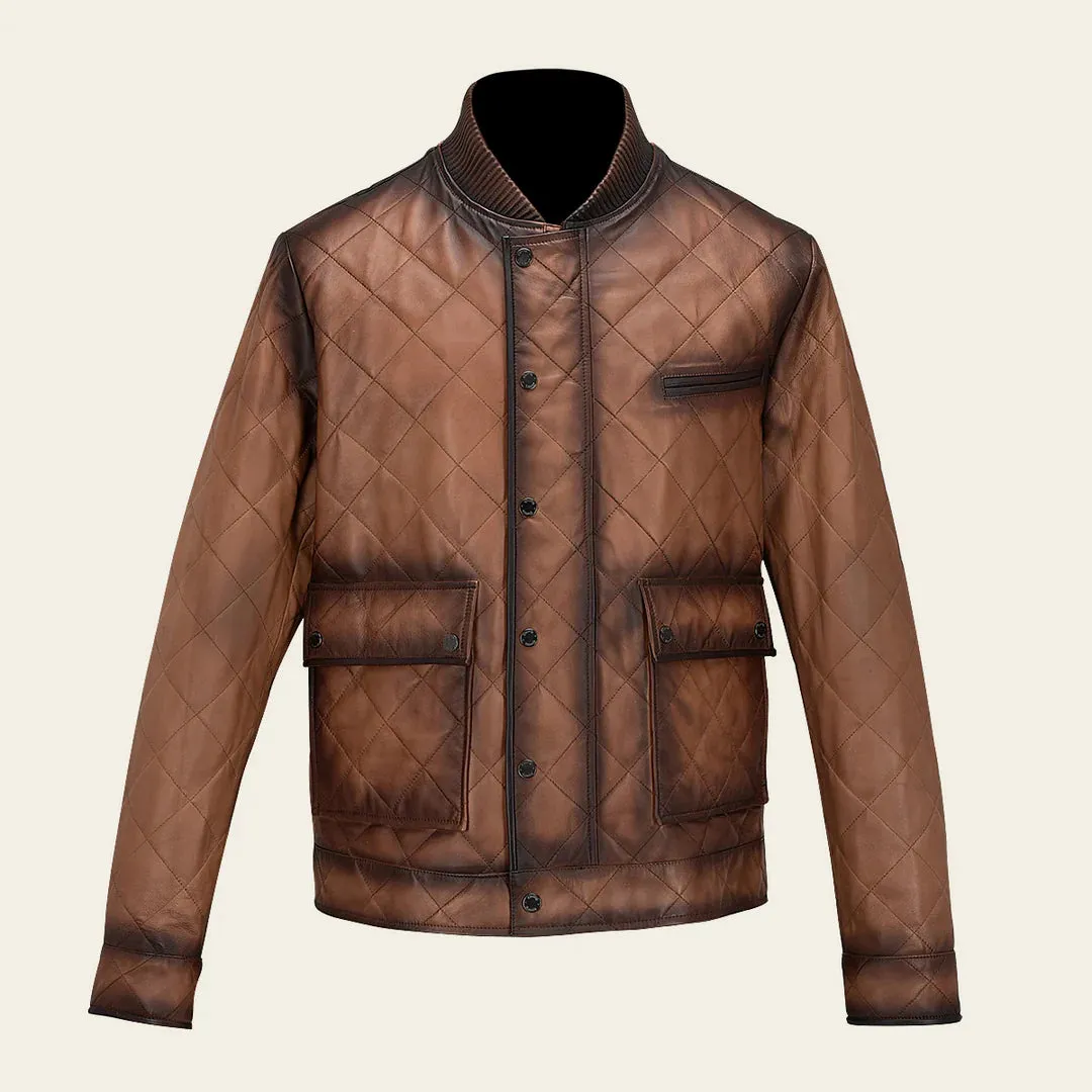 H317COC- Cuadra honey dress casual fashion leather jacket for men