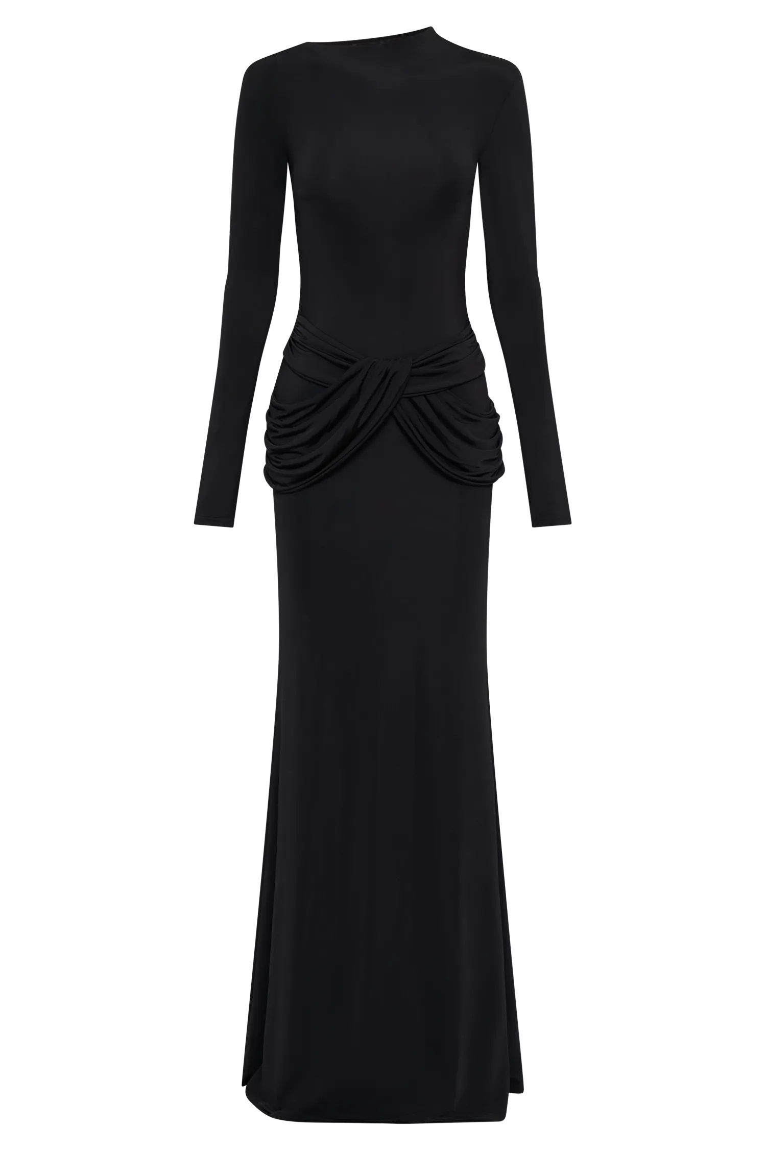 Halcyon Long Sleeve Slinky Maxi Dress - Black