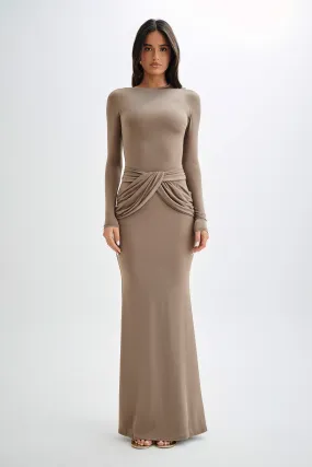 Halcyon Long Sleeve Slinky Maxi Dress - Coco