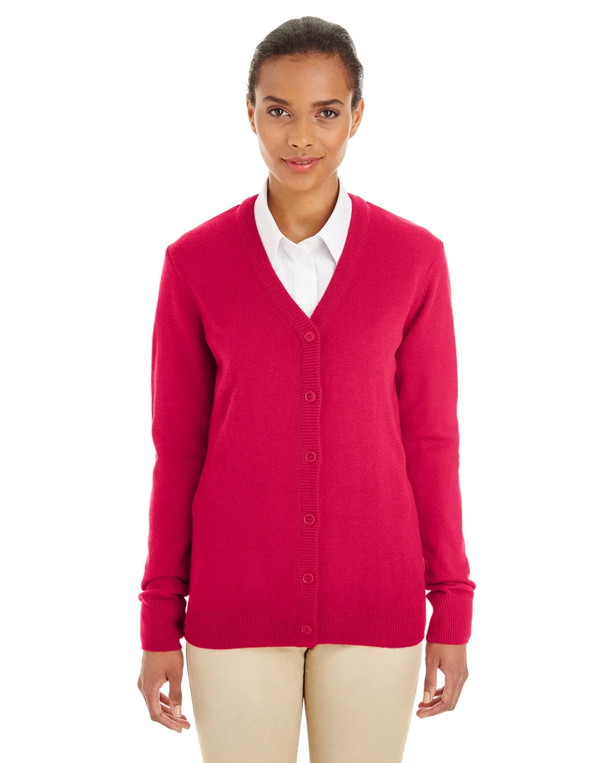 Harriton Ladies' Pilbloc™ V-Neck Button Cardigan Sweater M425W