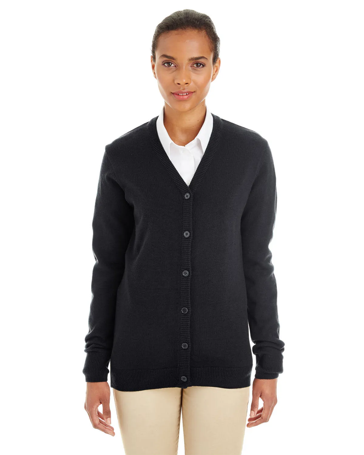 Harriton Ladies' Pilbloc™ V-Neck Button Cardigan Sweater M425W