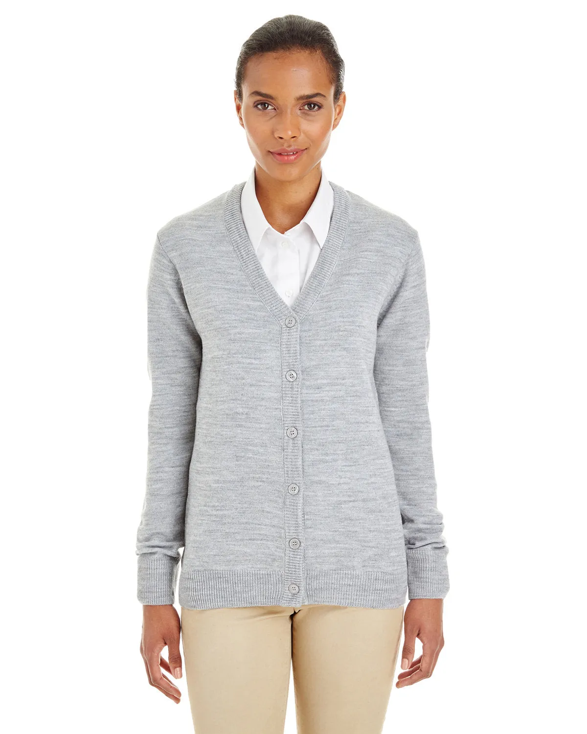 Harriton Ladies' Pilbloc™ V-Neck Button Cardigan Sweater M425W