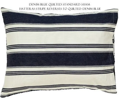 Hatteras Stripe Denim Blue Rustic Bedding Collection