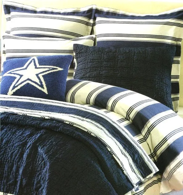 Hatteras Stripe Denim Blue Rustic Bedding Collection