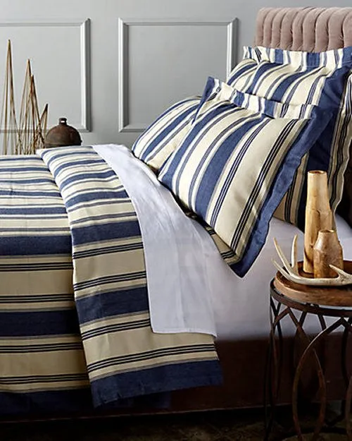 Hatteras Stripe Denim Blue Rustic Bedding Collection