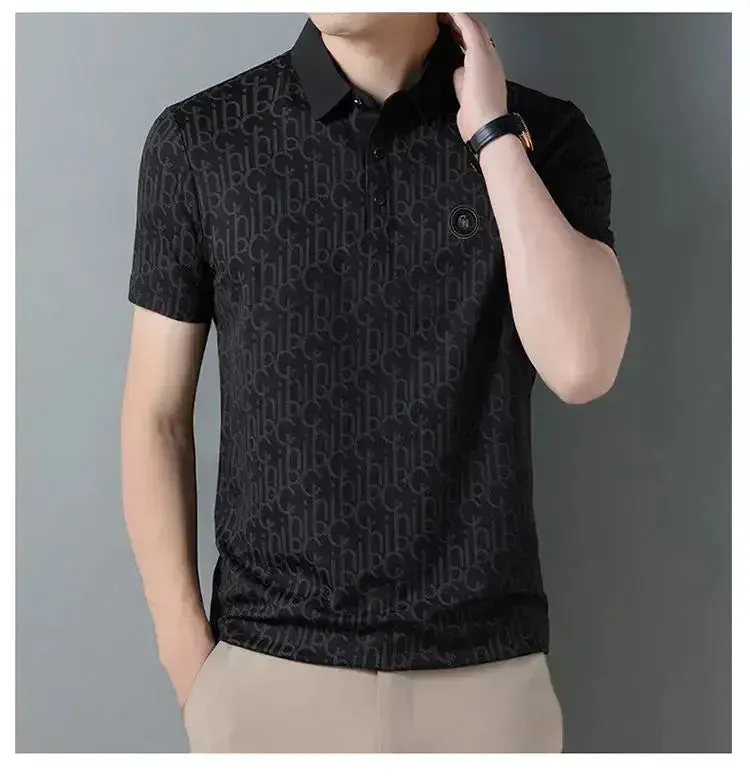 High end ice silk breathable short sleeve polo shirt men's casual top 2024 summer fashion brand embroidered Paul men's T-shirt