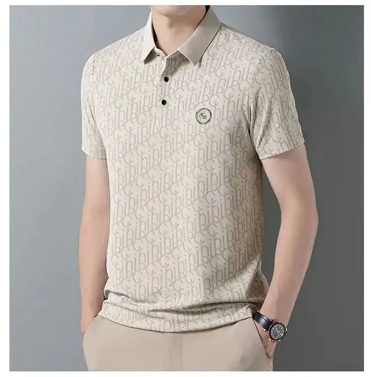 High end ice silk breathable short sleeve polo shirt men's casual top 2024 summer fashion brand embroidered Paul men's T-shirt