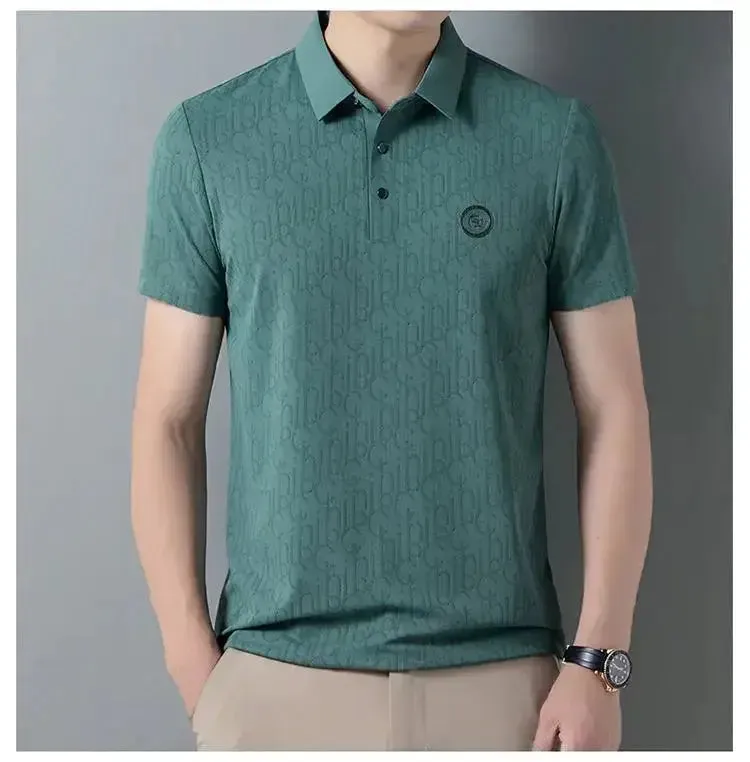 High end ice silk breathable short sleeve polo shirt men's casual top 2024 summer fashion brand embroidered Paul men's T-shirt