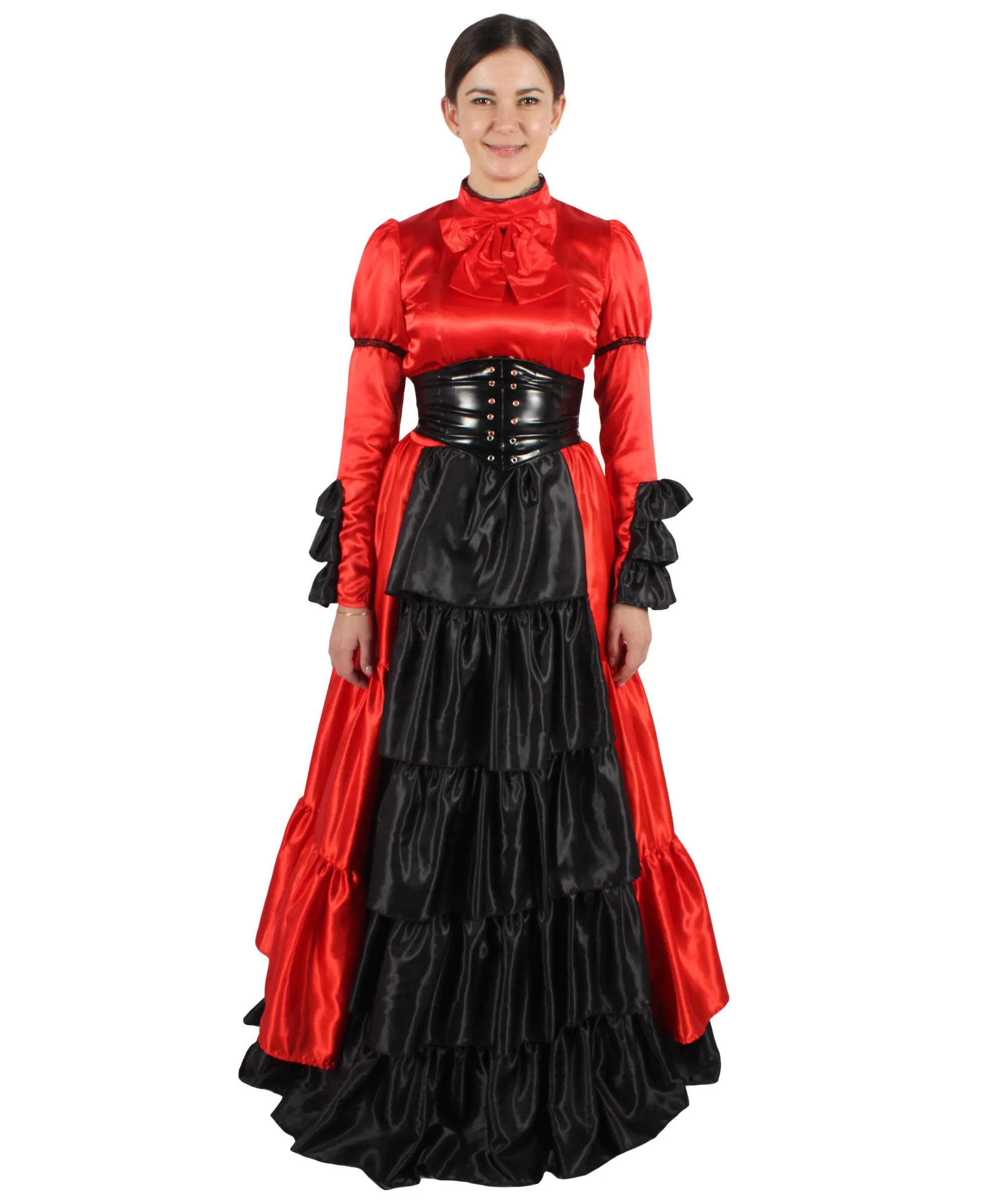 HPO Adult Women's 70's Long Victorian Rococo Costume Dress | Perfect for Halloween | Flame-retardant Synthetic Fabric