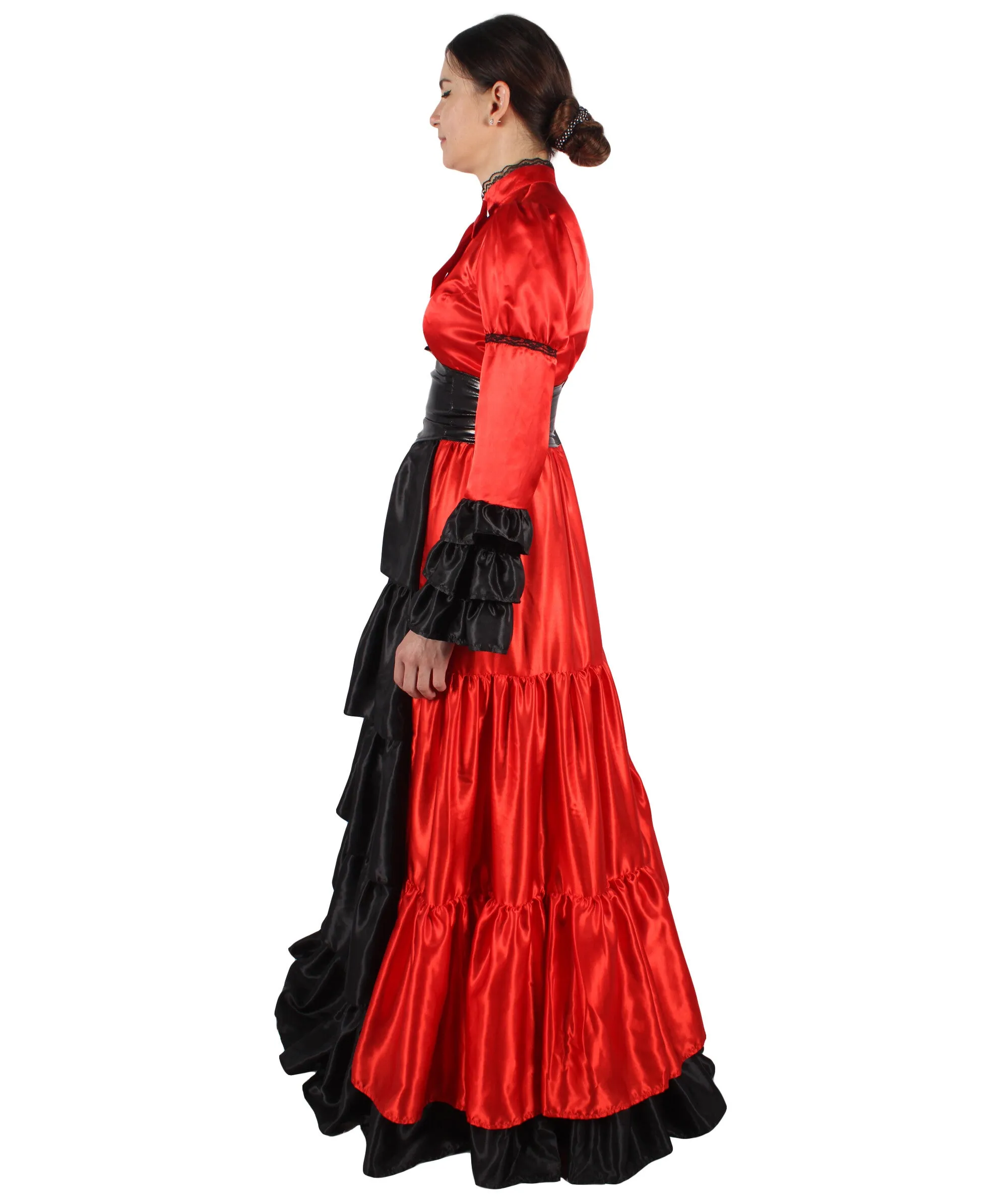 HPO Adult Women's 70's Long Victorian Rococo Costume Dress | Perfect for Halloween | Flame-retardant Synthetic Fabric