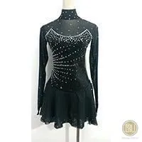 Ice Skating Dresses Performance Black with long sleeves, BSU11721